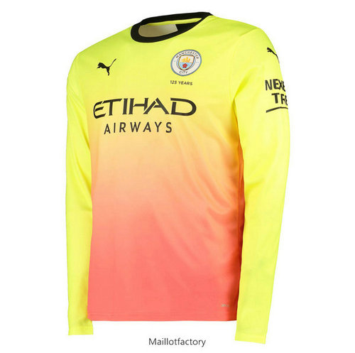 Nouveaux Maillot du Manchester City 2019/20 Third Jaune Rose Manche Longue