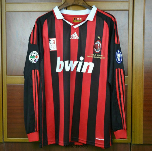 Soldes Retro Maillot du AC Milan 2009-10 Manche Longue Domicile