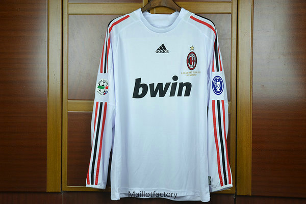 Pas cher Retro Maillot du AC Milan 2008-09 Manche Longue Exterieur Blanc