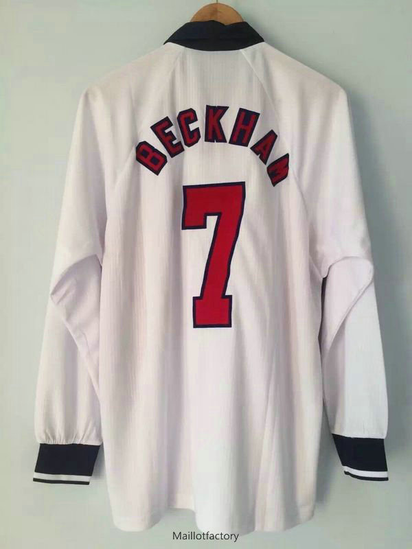 Soldes Retro Maillot du Angleterre Coupe du Monde 1998 Manche Longue Domicile (7#Beckham)