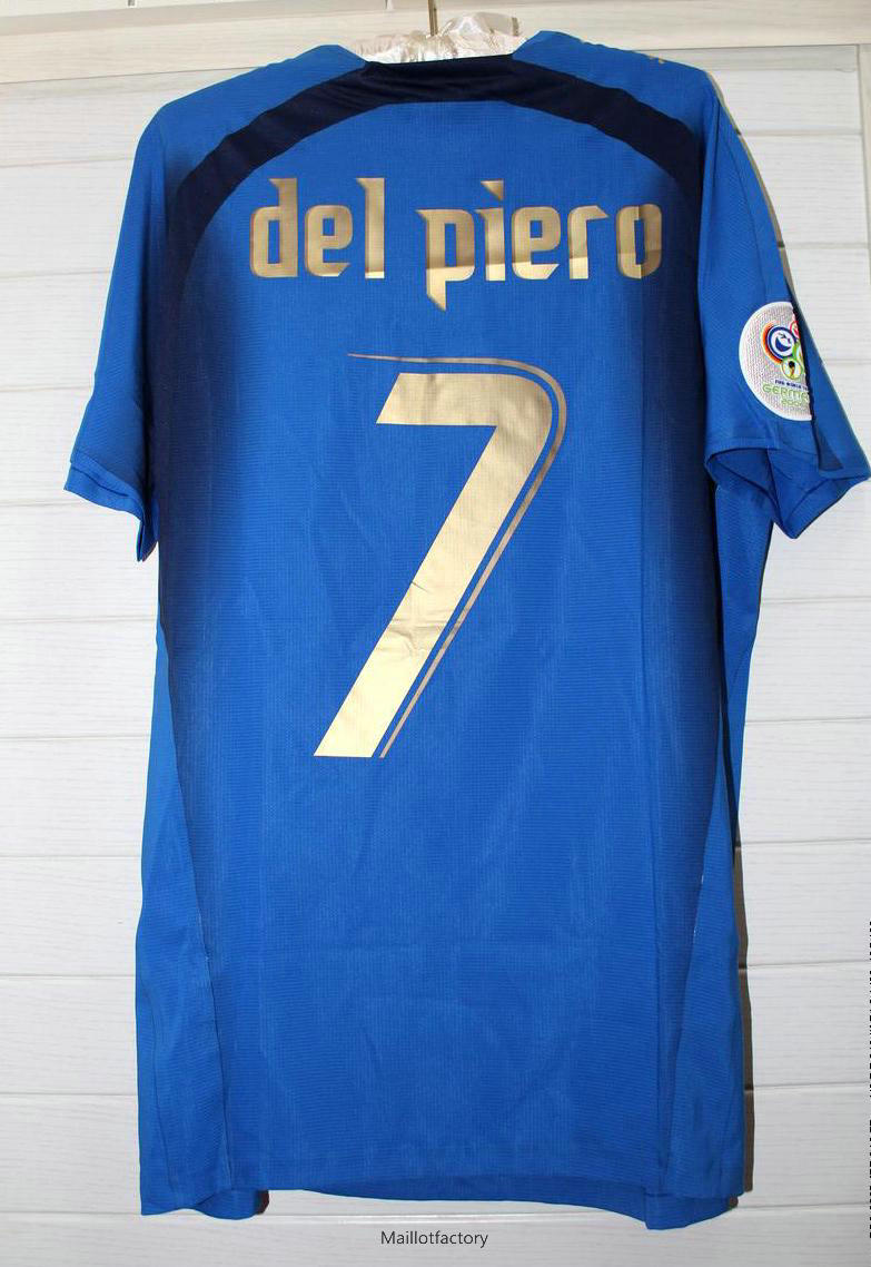 Pas cher Retro Maillot du Italie Coupe du Monde 2006 Domicile (7 DEL PIERO)