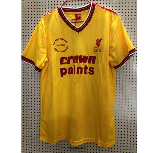 Pas cher Retro Maillot du Liverpool 1985-1986 Exterieur Jaune