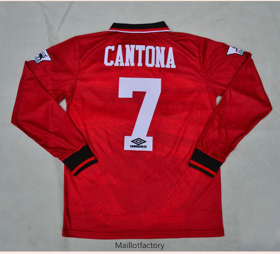 Nouveaux Retro Maillot du Manchester United 1994 Manche Longue Domicile Rouge (7 Cantona)