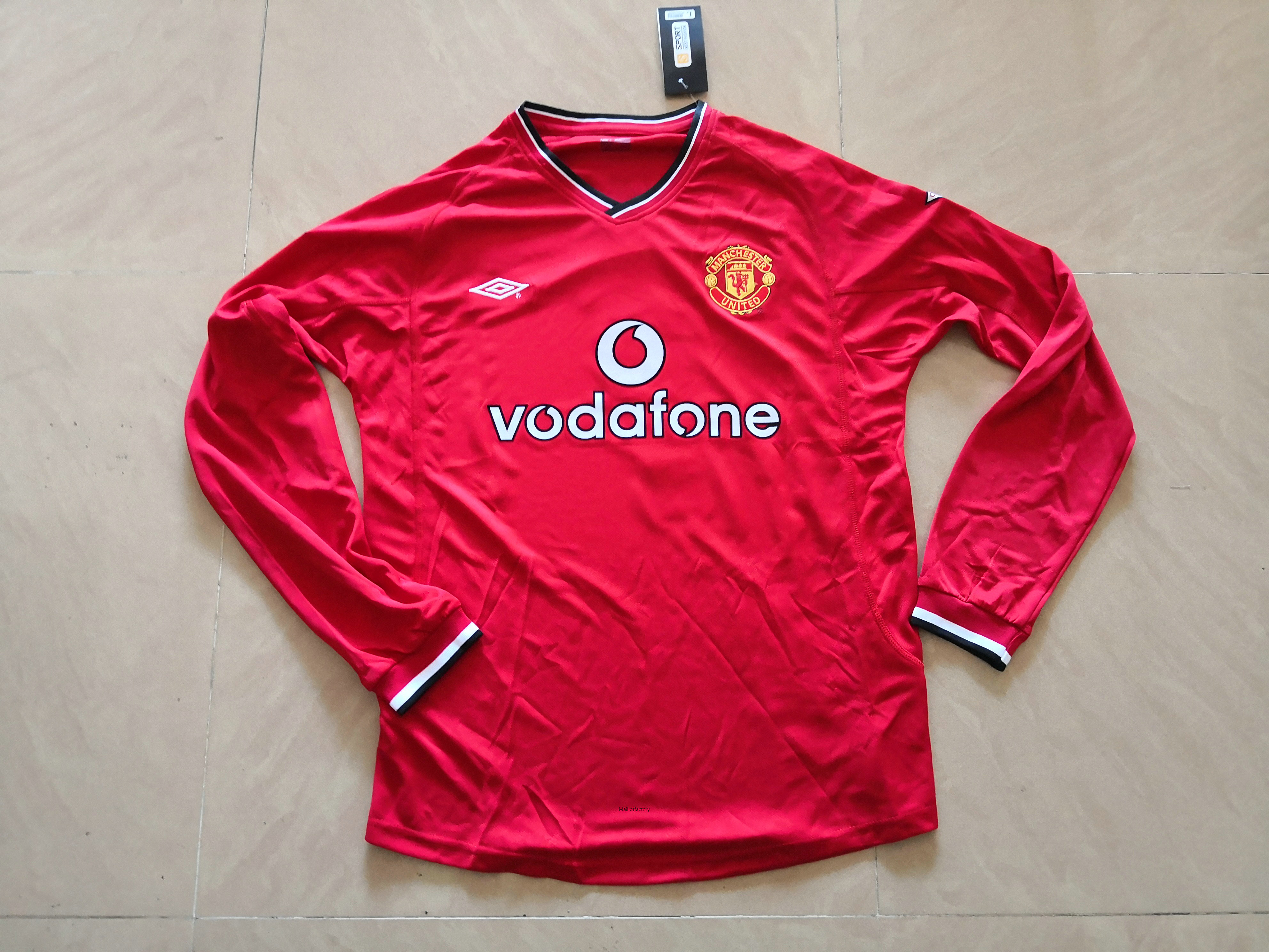 Vente Retro Maillot du Manchester united 2000-01 Manche Longue Domicile