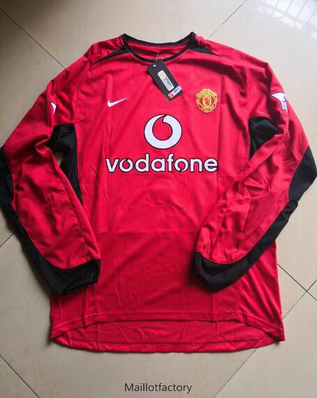 Pas cher Retro Maillot du Manchester United 2002-03 Manche Longue Domicile