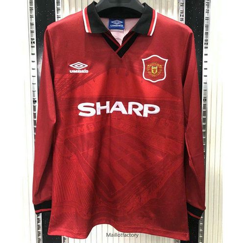 Pas cher Retro Maillot du Manchester United 1994-96 Manche Longue Domicile