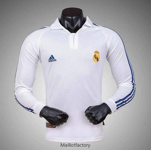 Pas cher Retro Maillot du Real Madrid 2001-02 Manche Longue Domicile