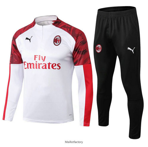 Achat Survetement AC Milan 2019/20 Blanc sweat zippe