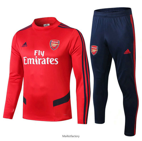 Pas cher Survetement Arsenal 2019/20 Rouge/Bleu Col Rond