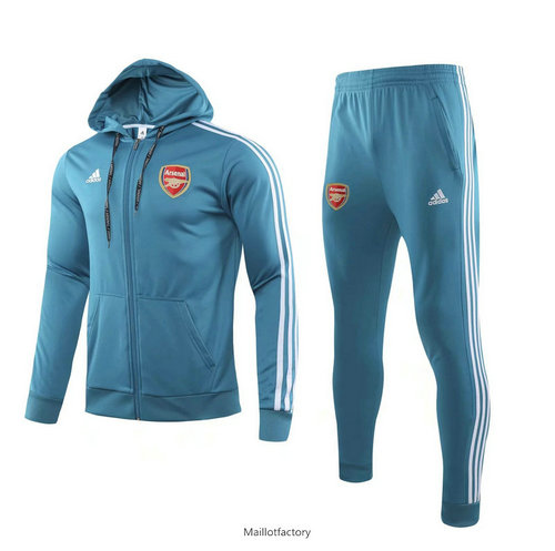 Achetés Veste Survetement Arsenal 2019/20 Bleu Clair/Blanc bande à Capuche