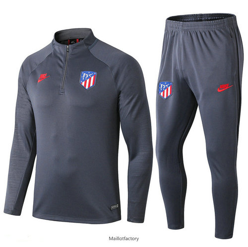 Soldes Survetement Atletico Madrid 2019/20 Gris foncé sweat zippé