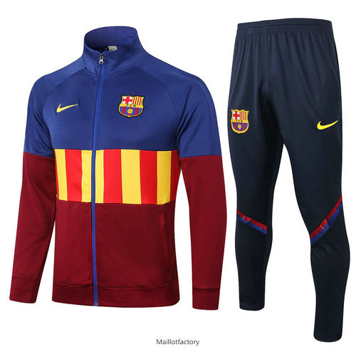 Vente Veste Survetement Barcelone 2020/21 Bleu/Rouge/Jaune Col Haut