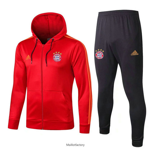 Prix Veste Survetement Bayern Munich 2019/20 Rouge/Bleu Marine à Capuche