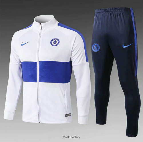 Pas cher Veste Survetement Chelsea 2019/20 Blanc/Bleu Marine