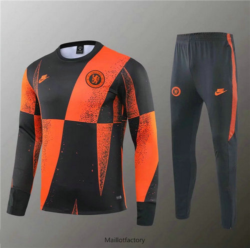 Soldes Survetement Chelsea 2019/20 Noir Orange Jaune bande