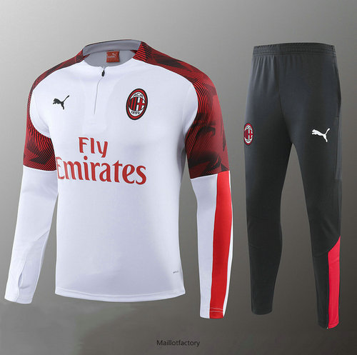 Vente Survetement Enfant AC Milan 2019/20 Blanc/Noir