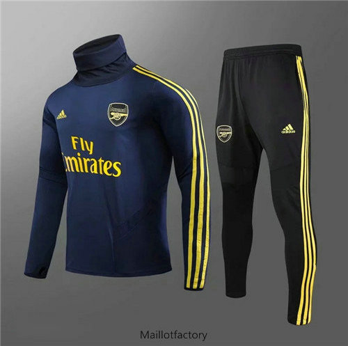 Nouveaux Survetement Enfant Arsenal 2019/20 Bleu Marine/Jaune Col Rond