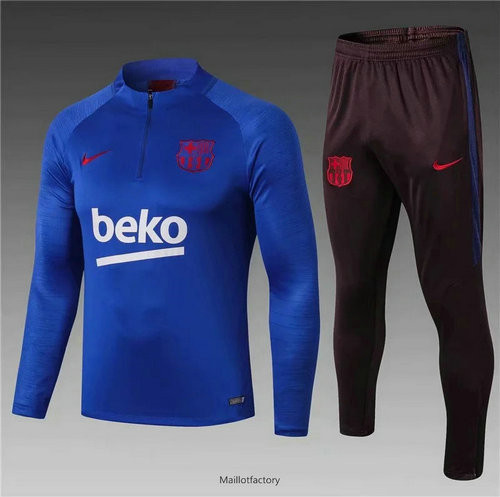 Pas cher Survetement Enfant Barcelone 2019/20 Bleu sweat zippé