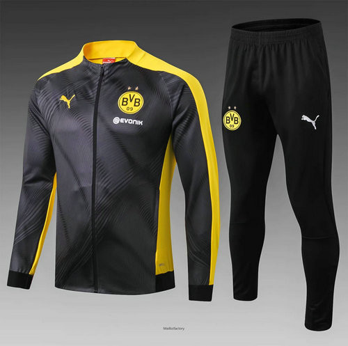 Soldes Veste Survetement Enfant Borussia Dortmund 2019/20 Noir/Jaune