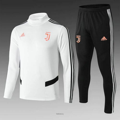 Nouveaux Survetement Enfant Juventus 2019/20 Enfant Blanc/Noir Col Haut