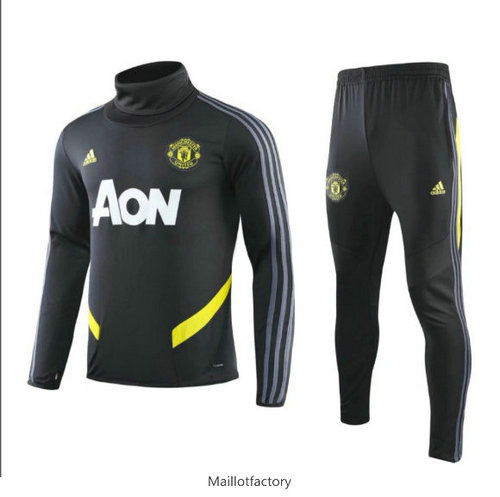 Achat Survetement Enfant Manchester United 2019/20 Noir/Jaune Col haut