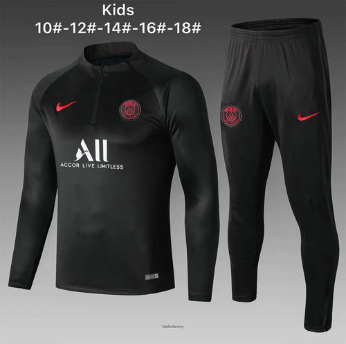 Nouveaux Survetement Enfant PSG ALL 2019/20 Noir sweat zippé