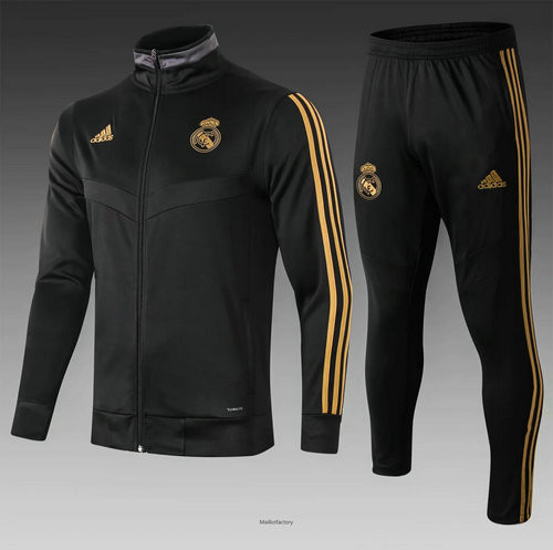 Achetés Veste Survetement Enfant Real Madrid 2019/20 Noir Col Haut