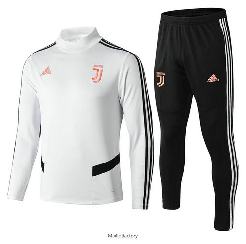 Prix Survetement Juventus 2019/20 Blanc/Noir Col Rond