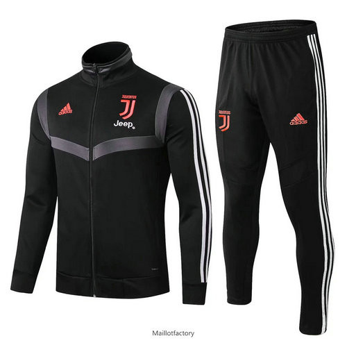 Pas cher Veste Survetement Juventus 2019/20 Noir Col Haut