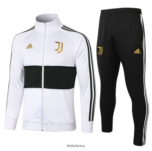 Prix Veste Survetement Juventus 2020/21 Blanc/Noir Or Badge Col Haut