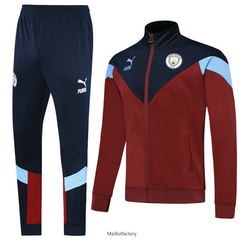 Prix Veste Survetement Manchester City 2019/20 Rouge/Bleu Col Haut