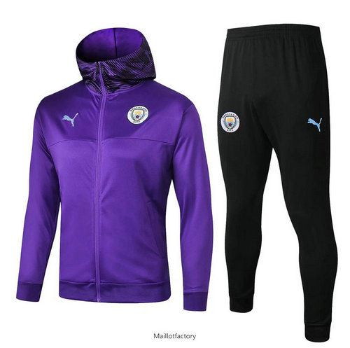 Flocage Veste Survetement Manchester City 2019/20 Violet Noir à Capuche