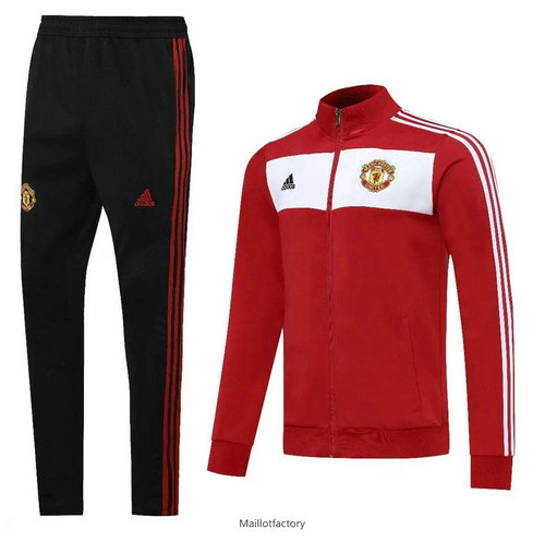 Nouveaux Veste Survetement Manchester United 2020/21 Rouge/Blanc/Noir