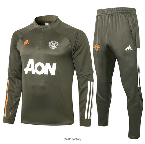 Soldes Survetement Manchester United 2020/21 Armee Verte