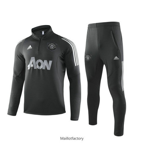 Flocage Survetement Manchester United 2019/20 Noir Col Haut sweat zippé