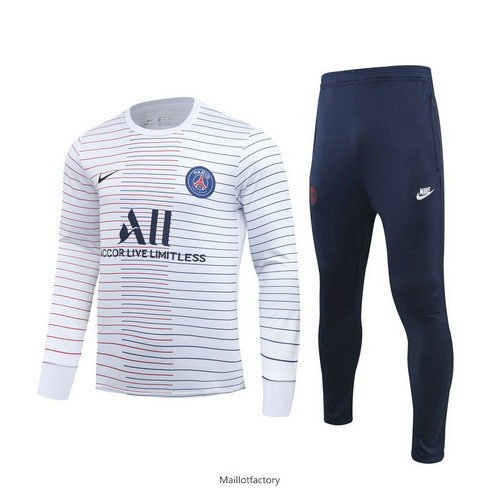 Pas cher Survetement PSG 2019/20 Gris/Blanc Col Rond