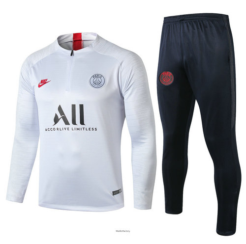 Vente Survetement PSG 2019/20 Blanc/Noir sweat zippé