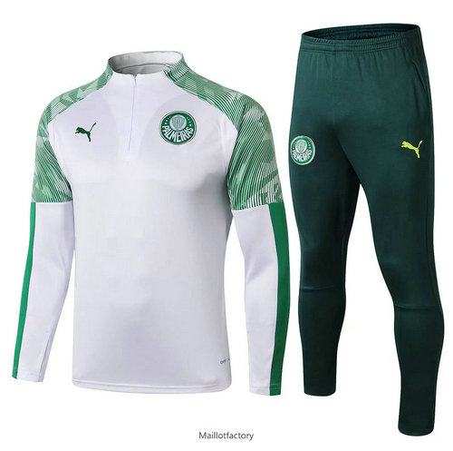 Prix Survetement Palmeiras 2019/20 Blanc/Vert sweat zippé