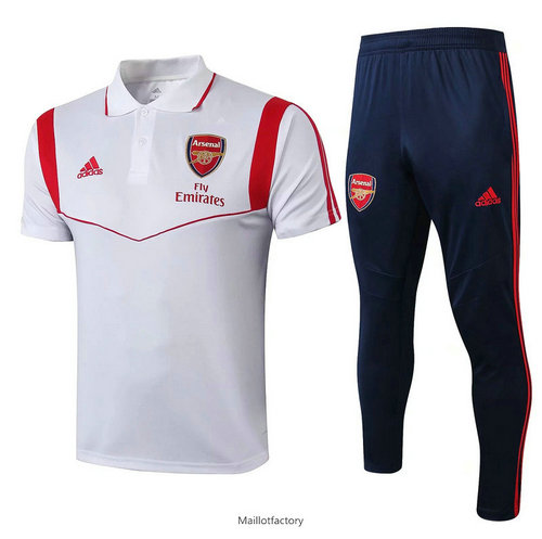 Achat Kit d'entrainement Maillot Arsenal POLO 2019/20 Blanc/Bleu Marine