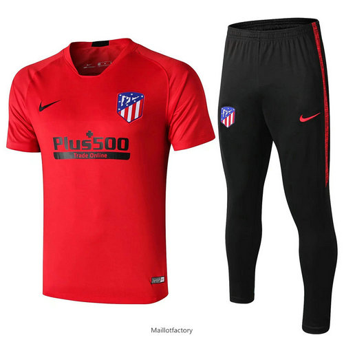 Soldes Kit d'entrainement Maillot Atletico Madrid 2019/20 Rouge/Noir Col V