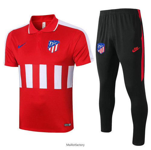 Pas cher Kit d'entrainement Maillot Atletico Madrid POLO 2020/21 Rouge/Blanc