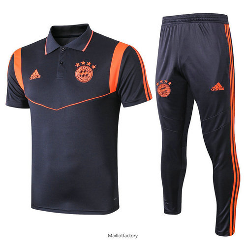 Achetez Kit d'entrainement Maillot Bayern Munich POLO 2019/20 Bleu Marine/Orange Jaune bande