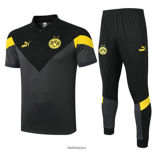 Prix Kit d'entrainement Maillot Dortmund POLO 2020/21 Gris/Noir