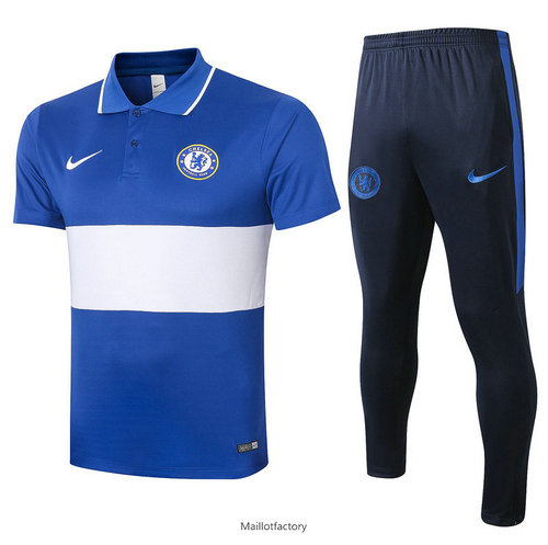 Vente Kit d'entrainement Maillot Chelsea POLO 2020/21 Bleu/Blanc