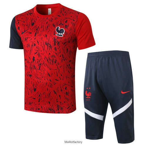 Pas cher Kit d'entrainement Maillot France 3/4 2020/21 Rouge