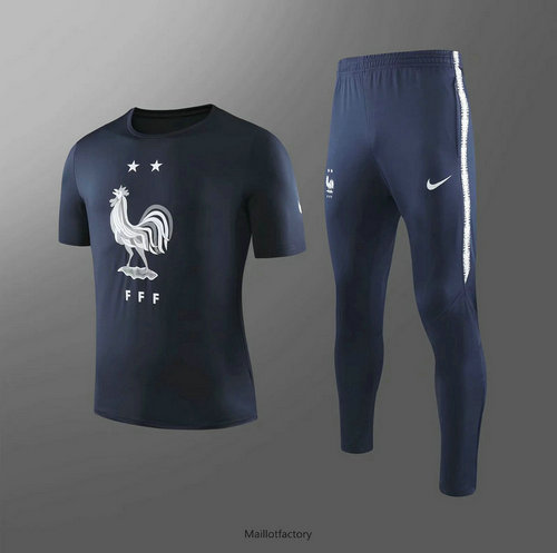 Prix Kit d'entrainement Maillot France 2019/20 Noir Col Rond