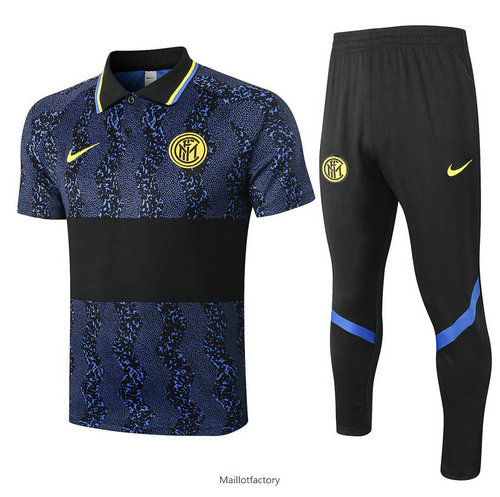 Vente Kit d'entrainement Maillot Inter Milan POLO 2020/21 Bleu/Noir