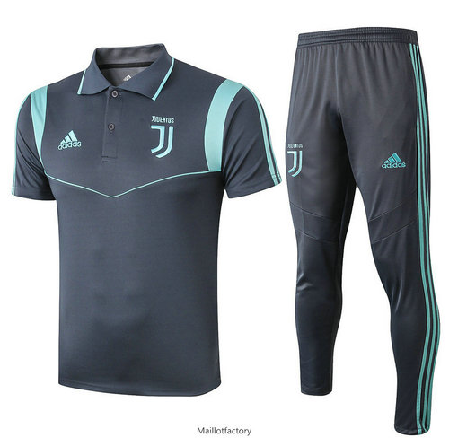 Nouveaux Kit d'entrainement Maillot Juventus POLO 2019/20 Bleu Marine/Vert bande