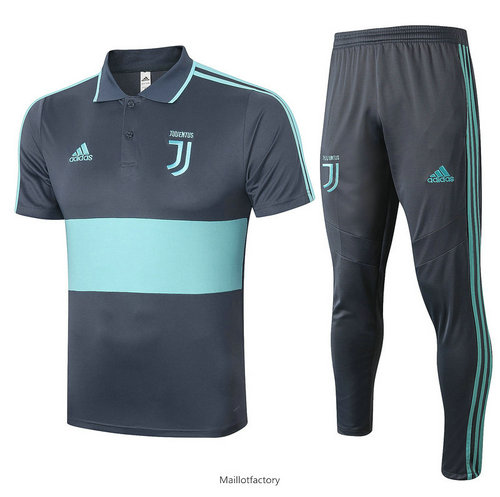 Vente Kit d'entrainement Maillot Juventus POLO 2020/21 Gris/Bleu