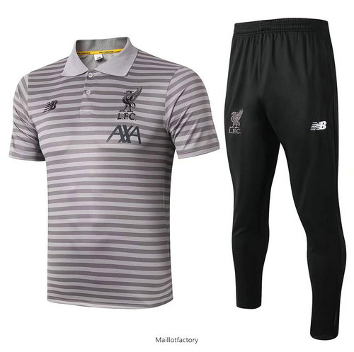 Achetés Kit d'entrainement Maillot Liverpool POLO 2019/20 bande Gris